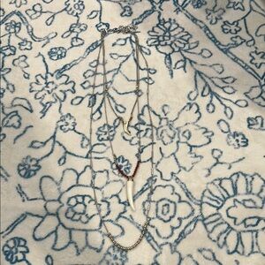 Silver and Red Layered Necklace Set